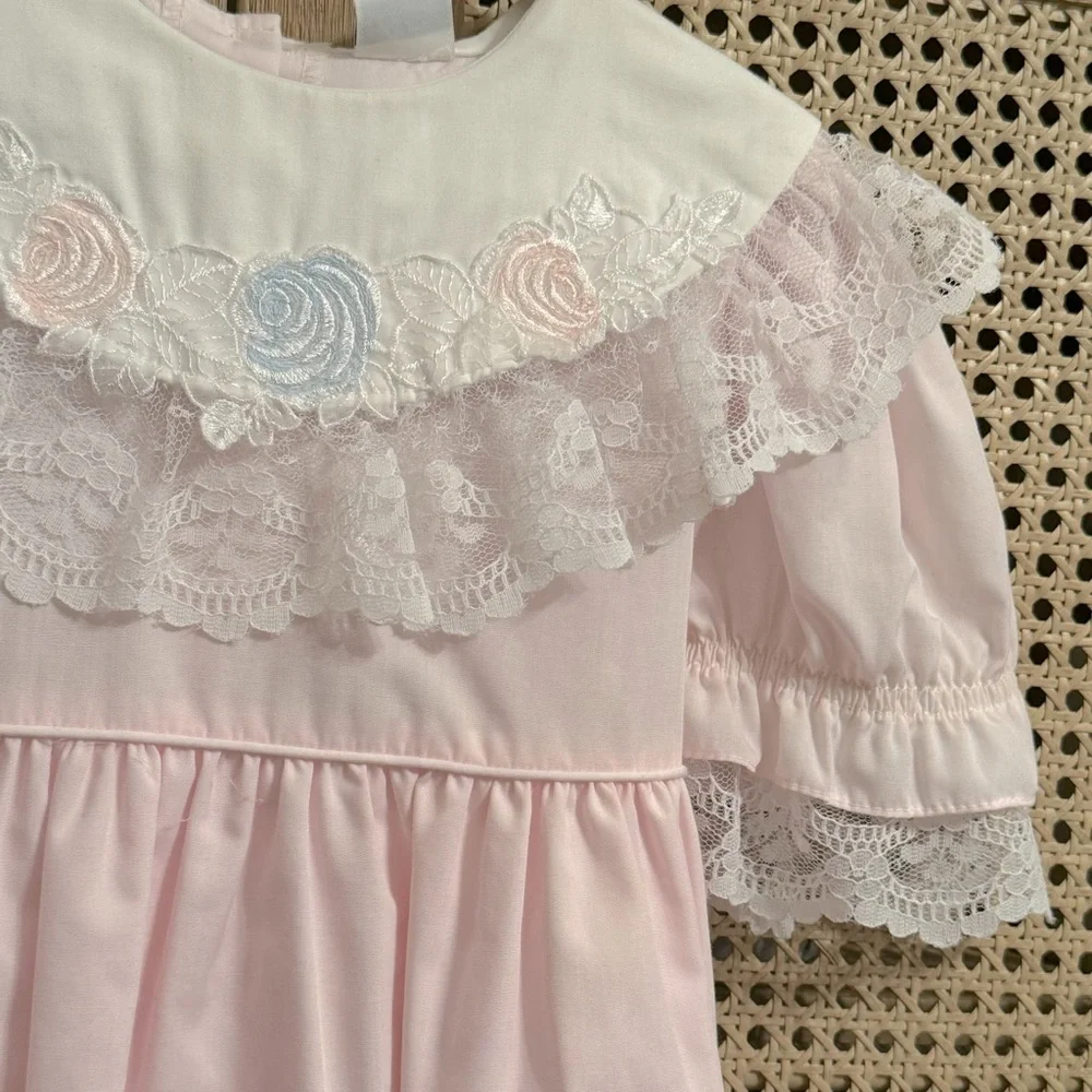 Vintage | Bryan|  pink embroidered dress